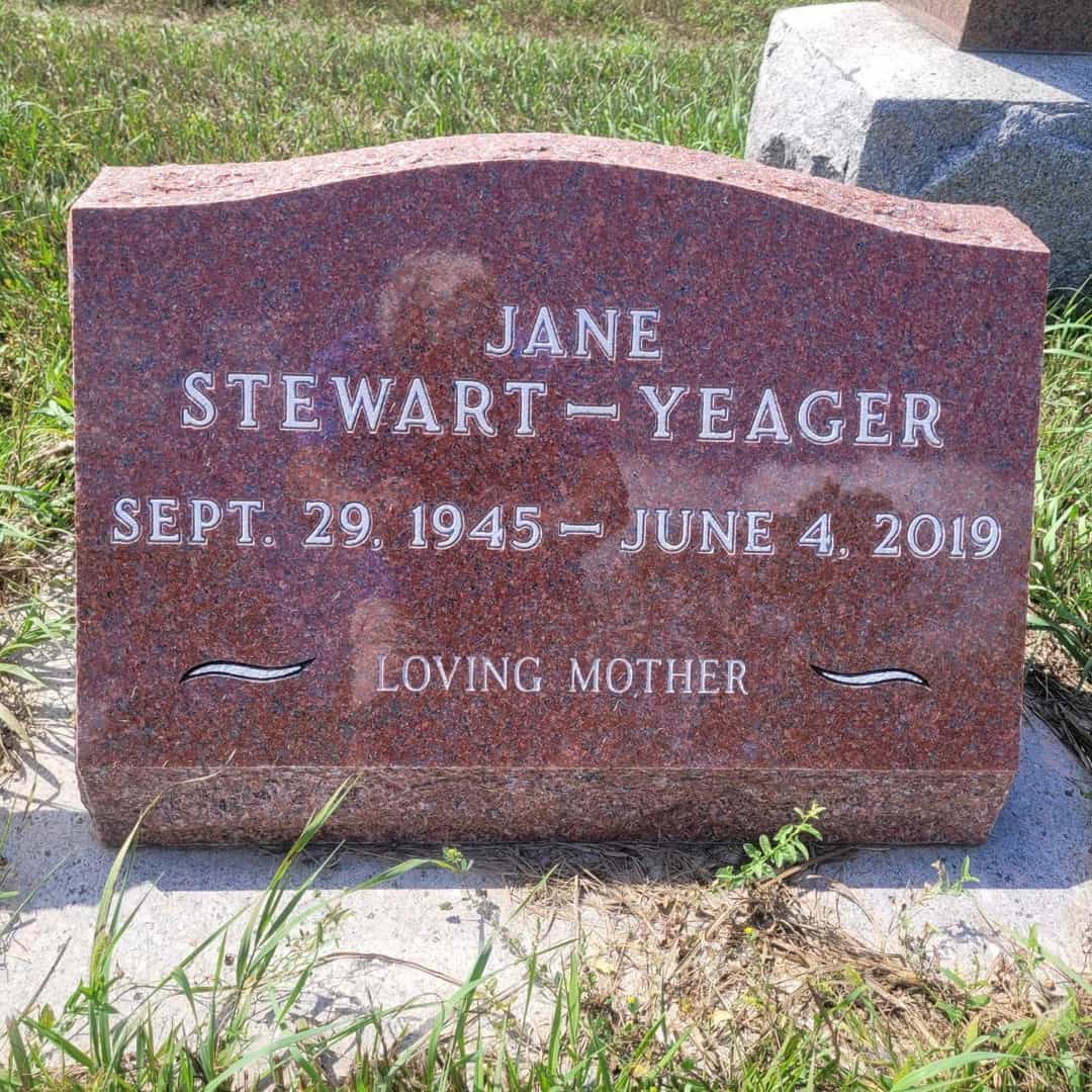 Jane (Stewart) Yeager's grave. Photo 1